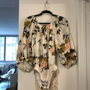 Zara floral bodysuit blouse -off the shoulder